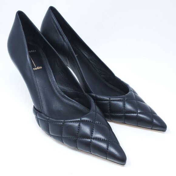 BLACK SUEDE STUDIO Heels Dana Quilted Leather Stiletto Pumps Point-Toe - Picture 2 of 9